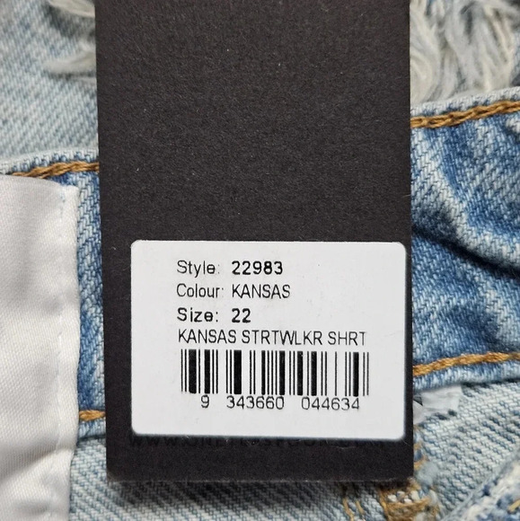 Kansas streetwalkers in light blue denim by One teaspoon high waist shorts sz 22 - Picture 7 of 7